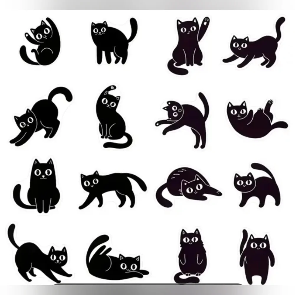 Shipping Stickers Crazy Cats In Black And White. 500 Count New! - Picture 2 of 3